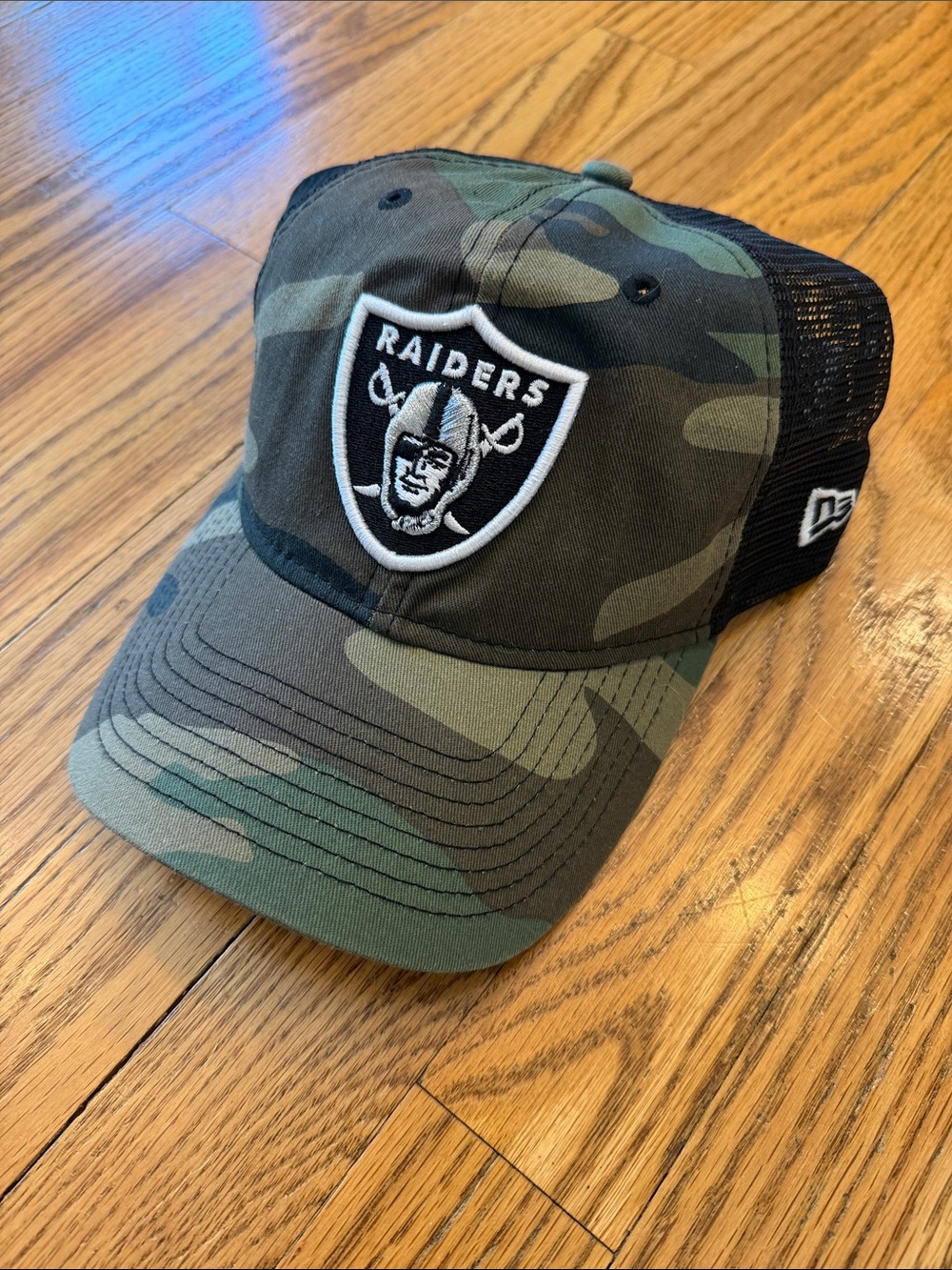 New Era Las Vegas Raiders Camo Trucker Hat